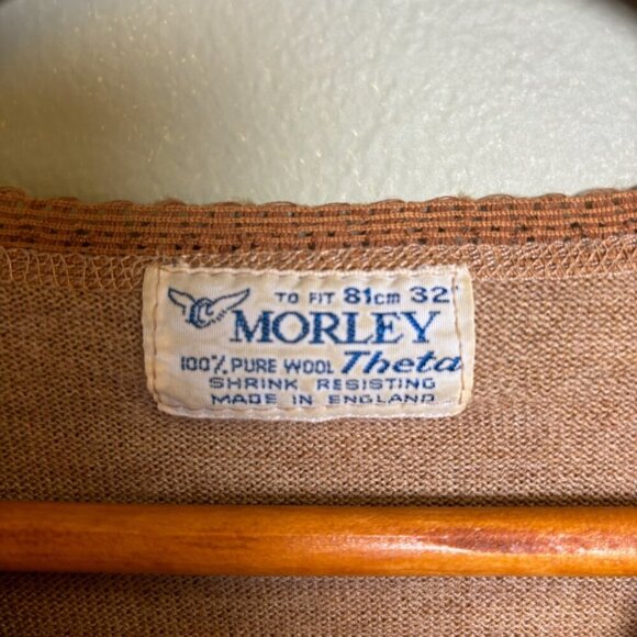 Morley Theta Vtg Sweater XS 100% Pure Wool Mocha Shrink Resisting England Chic - Picture 6 of 12